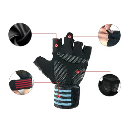 Sports fitness half-finger mesh gloves