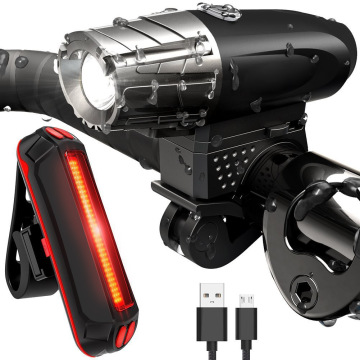 USB Rechargeable LED Bike Bicycle Light Set for Mountain Cycling Safety