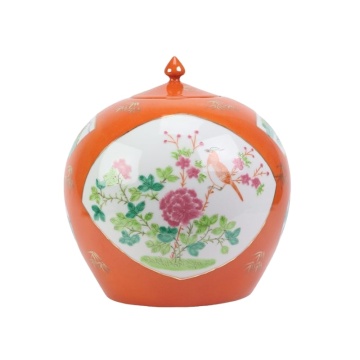 Tongzhi Period Vintage Hand Painted Peony and Lotus Pattern Watermelon Porcelain Jar