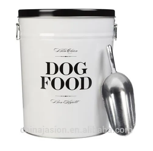 LARGE DOG FOOD CONTAINER with Scoop FOR PET Feeder Metal Tightly lid Storage Bin