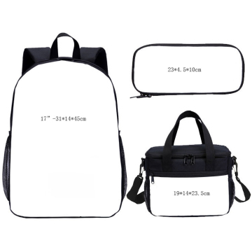 Túi học 17 inch Bộ đồ ăn trưa và hộp bút chì - Backpack in cho thanh thiếu niên