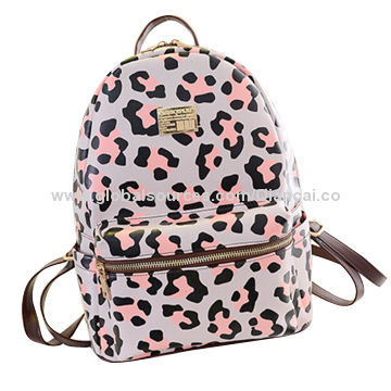 PU Backpack, Leopard Print Design, Young Style