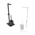 White and Black Free-Standing Toilet Brush Set with Paper Roll Holder and Phone Shelf