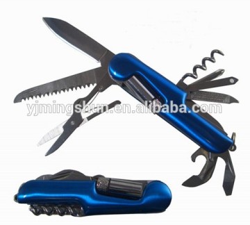 Mini multi function stainless steel pocket folding knife with LED flashlight