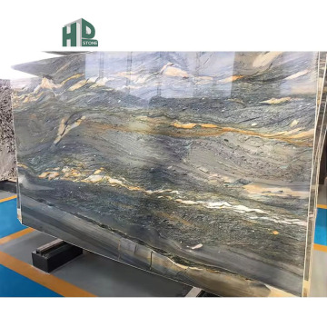 Halbkostbarer blauer Marmorstein Aquamarin Luxusstein Big Platte