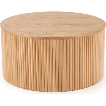 New Wooden Coffee Table: 80cm Natural Wood Top with MDF Lamination and Solid Round Timber Base