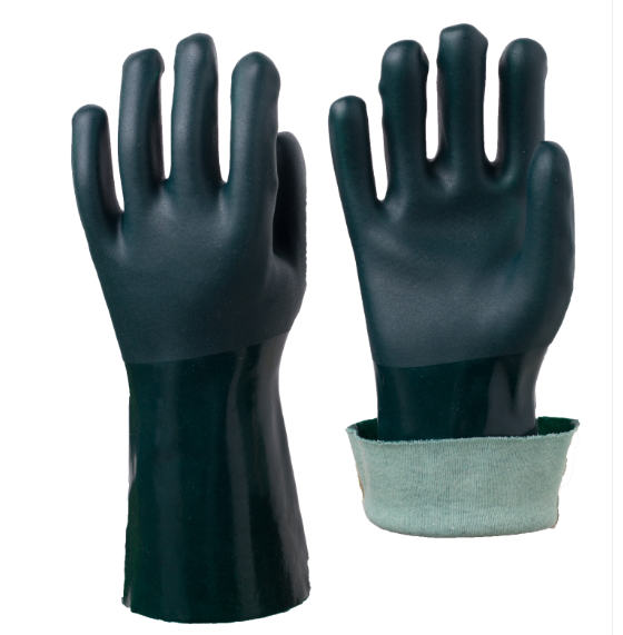 Anti-slip Green PVC coated Gloves