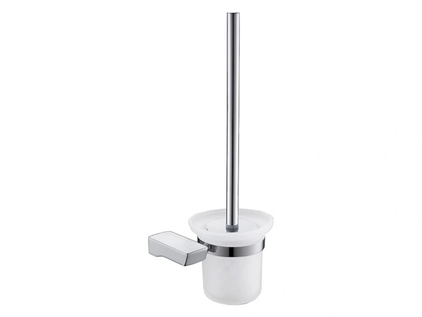 Close up of high quality chrome toilet brush holder finish