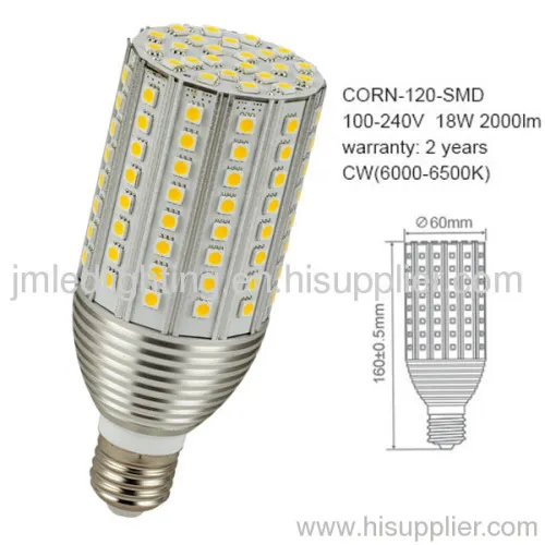 E27 Corn Led Lamp 18w 1800lm 120smd 