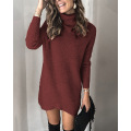 Frauen Rollkragenpullover Kleid