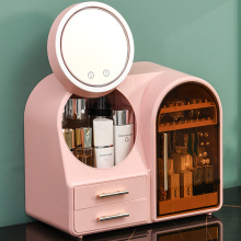 Makeup Organizer With Rotatable Mirror And Light