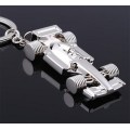 Customised Metal Silver Racing Car Keychain