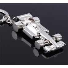 Customised Metal Silver Racing Car Keychain