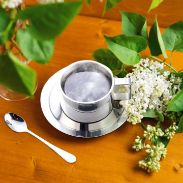 Scatola regalo personalizzata 304 tazza di caffè in acciaio inossidabile e set di piattini