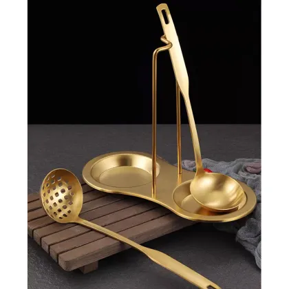 Gold Stainless Steel Table Spoon Rack Metal Holder Silver Kitchen Ladle Spoon Rest