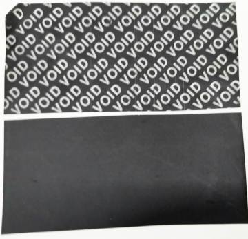 Tamper evident printing material silicone adhesive VOID film