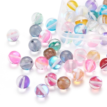 50pcs gemischte farbharte synthetische Mondsteinperlen Pack von Pandahall