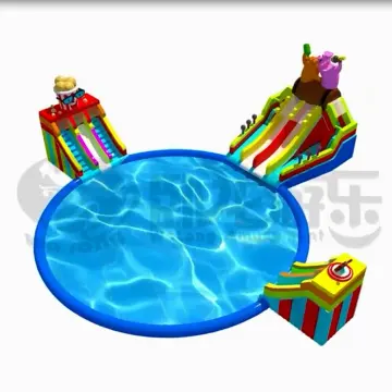Above Ground Moving Water Park Slide Inflatable House Water Slide For Sale