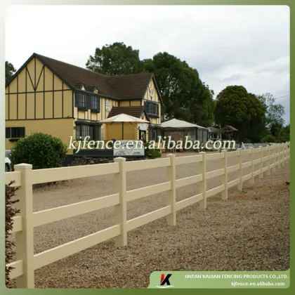 3 Rail tan color PVC horse fence(KJA-03-Tan)