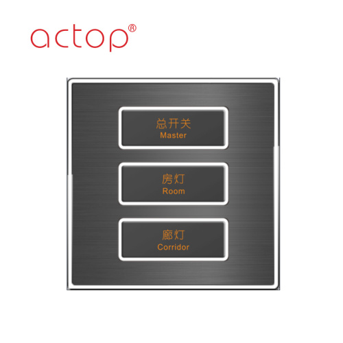 interruptor de luz de acero inoxidable de tres pandillas con control remoto