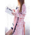 Pyjama-Set aus koreanischem Fleece und Spitze in Rosa