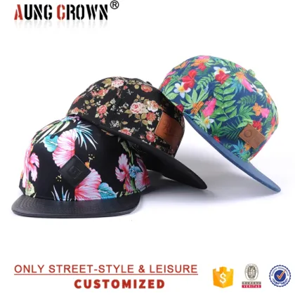digital floral brim custom print snapback caps