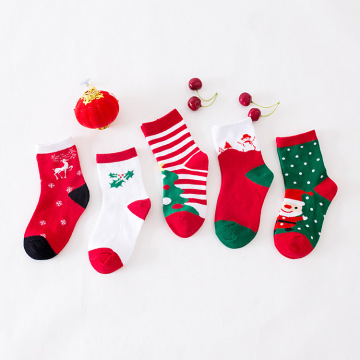 Calcetines hasta la rodilla de algodón navideño para bebés y niños
