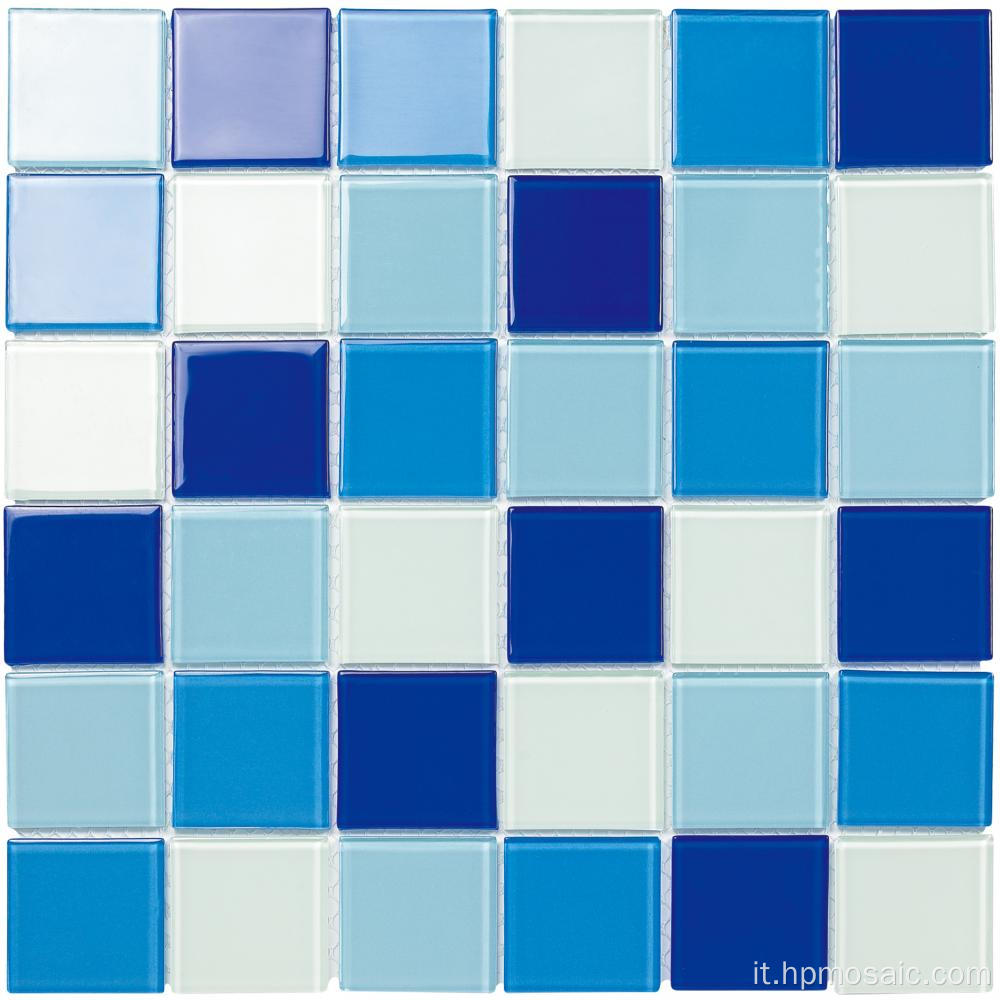 piscina piscina a mosaico blu bianco misto