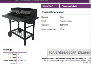 Worktop-Equipped Wheeled Charcoal Grill for Backyards