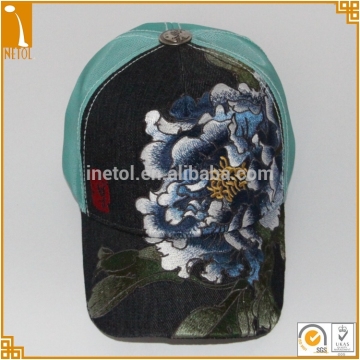 Chinese painting embroidery 5 panel mesh trucker caps