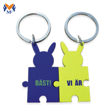 Metal chinese funny couple keychain set