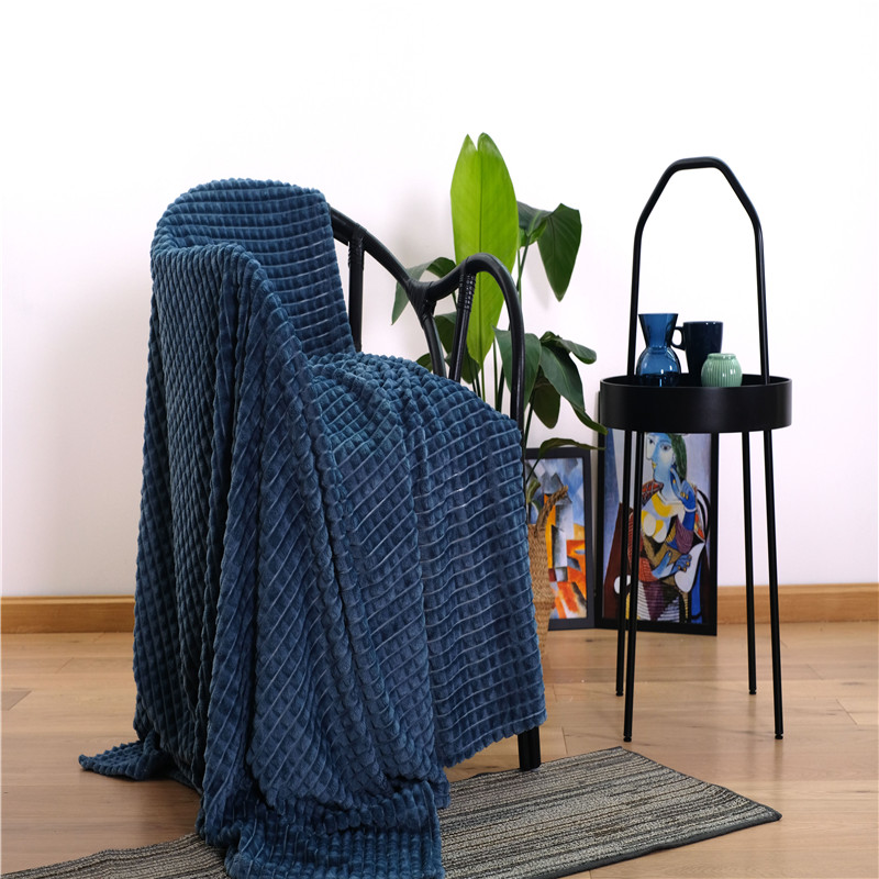 New Blue Flannel Waffle Covered Towel Bed Blanket