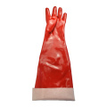 Red PVC coated gloves smooth finish 60cm