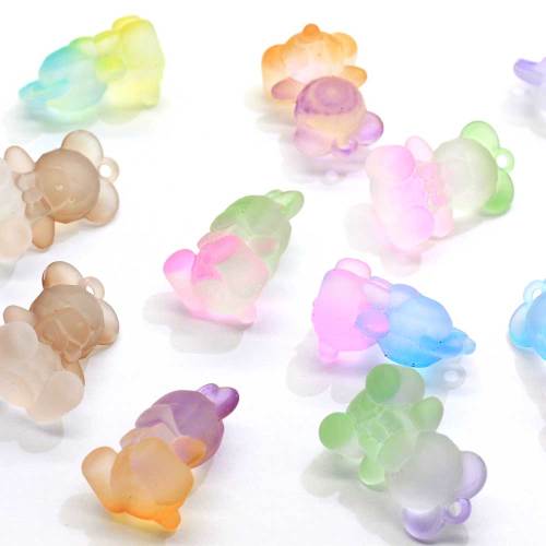 Hottest Bicolors Bear Shape Flatback Resin Beads Cabochon Charms Pretty Animal Kids Bags Keychain Ornament Diy Art Craft