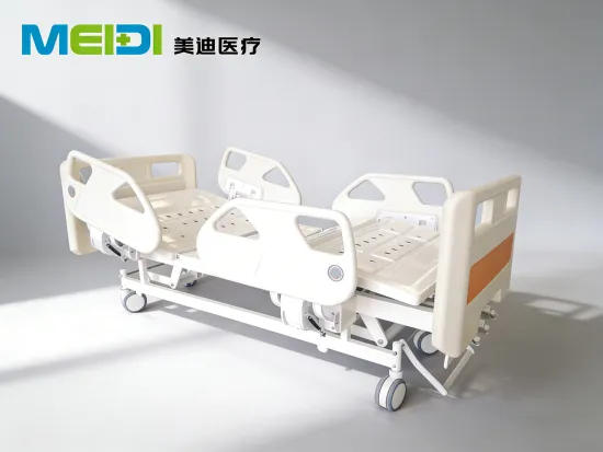 Three-Crank Nursing Bed with Punched Panel, Four Small Guardrails, Central Control Brake