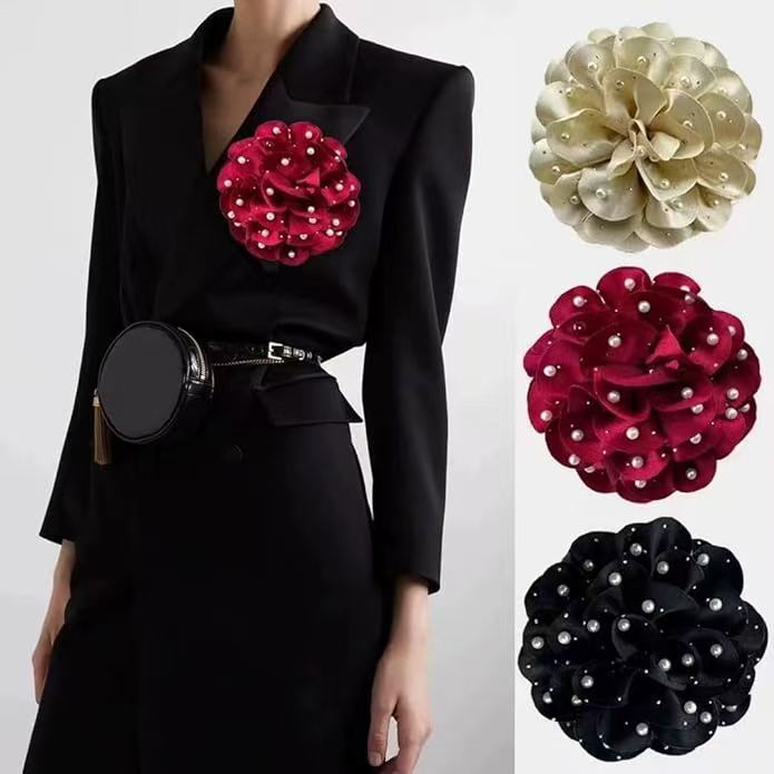Fabric Rose Flower Brooches