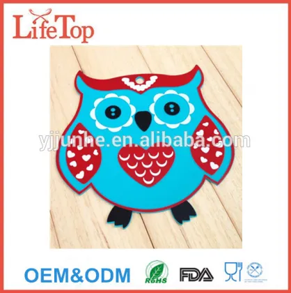 Premium Colorful Owl Shape Silicone Cup Mat,Coffee Mat
