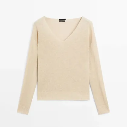 Women's 100% linen long sleeved knitted sweater