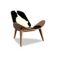 Wegner Shell chair pony cowhide leather lounge chair