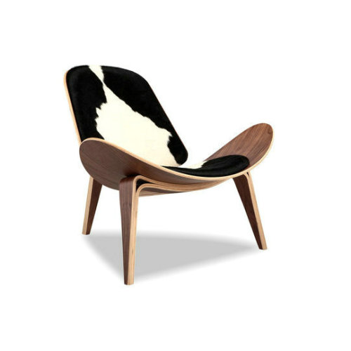 Wegner Shell chair pony cowhide leather lounge chair