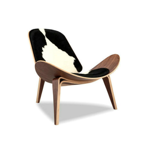 Saco de couro Wegner Shell chair pony cowhide couro