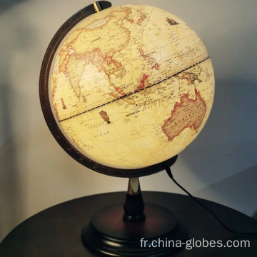 Globe terrestre lumineux antique dia 25cm