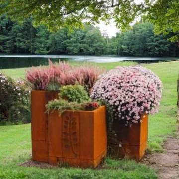 Long Planteur de fleur planter rectangulaire Corten Steel Flower Pot