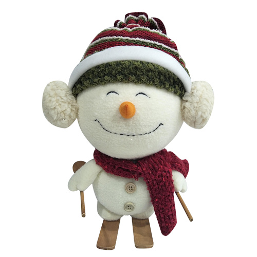 Décoration de noël traîneau bonhomme de neige blanc peluche