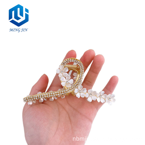 Wholesale Korean Colorful Flower Rhinestone Cute Alloy Hair Claw for Women