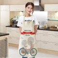 Car Bicycle Pattern Kitchen Aprons Woman Adult Kids Cotton Linen Bibs Home Cooking BBQ Apron Cleaning Accessory