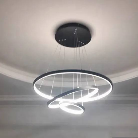 Modern 72W Round Chandeliers - Black & White Casing Pendant Lighting