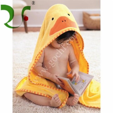 Customized 100% cotton cartoon applique baby hooded bath towel