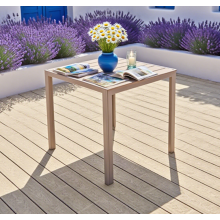 Transferred Print Aluminum Plastic Wood Square Outdoor Table