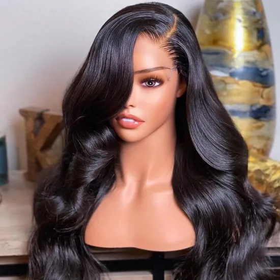 Raw Indian Human Hair Full Hd Body Wave Lace Frontal Closure Wigs For Black Women Bleached Knots With Baby Hair Lace Front Wigs